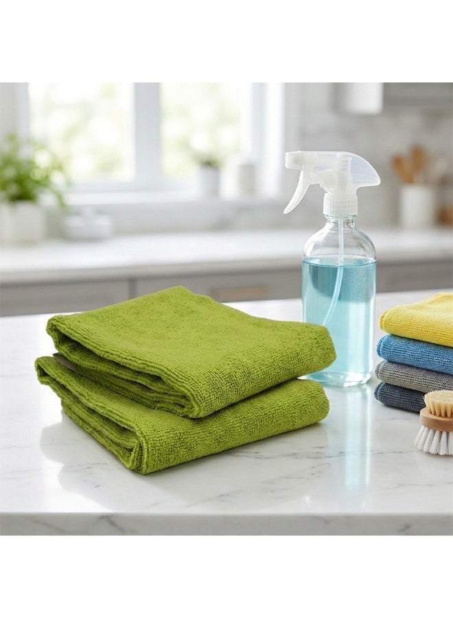 IDEAL PACK Premium Microfiber Towels for Cleaning – Ultra Soft, Lint-Free, Highly Absorbent Cloths for Cars, Kitchen, Windows, Glass, Electronics & Household Use Washable & Reusable Pack (Parrot Green) - Image 3
